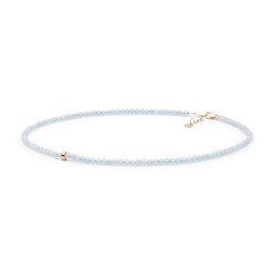 Colier acvamarin si argint placat cu aur roz 40 cm DiAmanti 222-55-G (Argint 925‰ 0,85 g.)